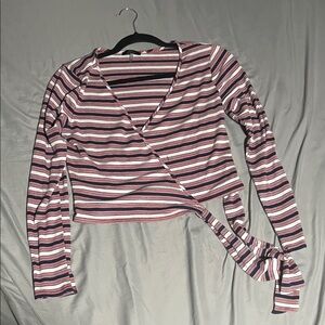 Soprano Multicolor Striped Wrap Blouse